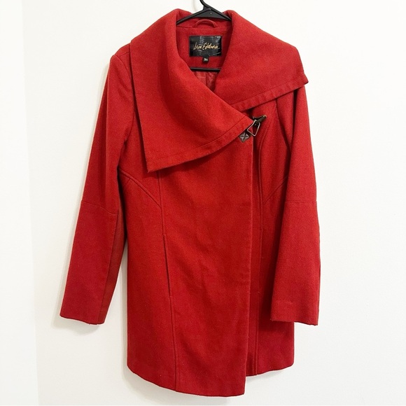 Sam Edelman Wrap Wool Blend Pea Coat Medium Burnt Orange Academia - Picture 1 of 11